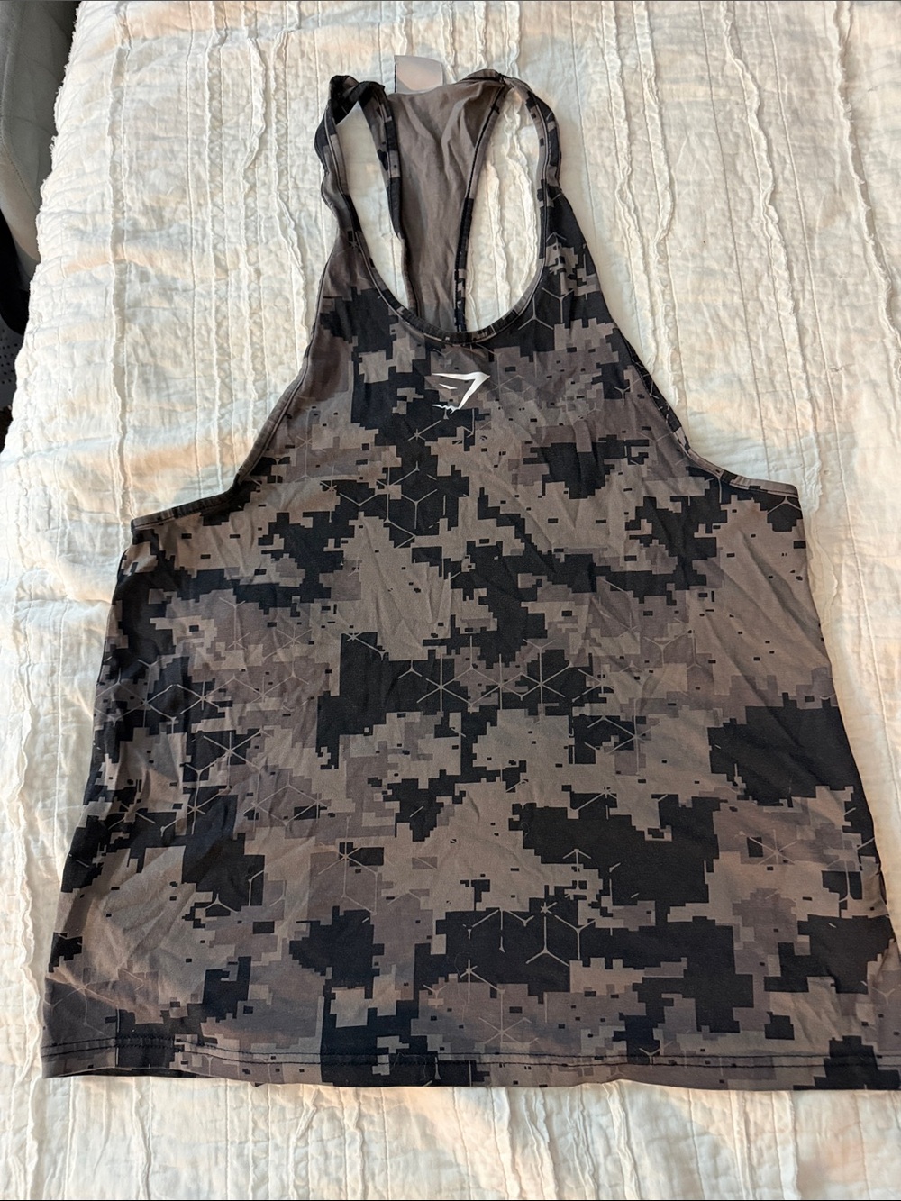 Gymshark Men’s Camo Racerback Tank Top - Gray/Black